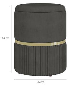 HOMCOM Pouf Contenitore 120 kg max per Soggiorno, Ingresso e Camera, in Poliestere, 36x36x44 cm, Grigio