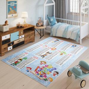 Tappeto per bambini con un motivo di bambini e una piccola tabella di moltiplicazione Larghezza: 140 cm | Lunghezza: 200 cm