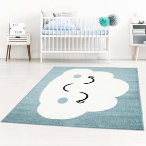Affascinante tappeto blu per bambini con nuvola felice Larghezza: 120 cm | Lunghezza: 160 cm