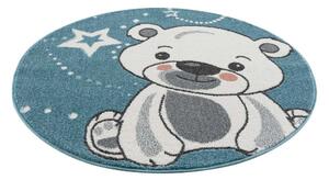 Tappeto rotondo per bambini blu simpatico orsacchiotto Larghezza: 160 cm