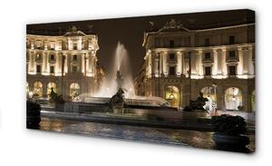 Quadro su tela Night Square di Roma Fountain 100x50 cm