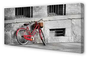 Quadro su tela Bike rossa con un cestino 100x50 cm