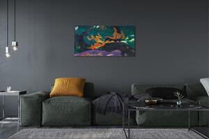 Stampa quadro su tela Arte delle file sul lago 100x50 cm