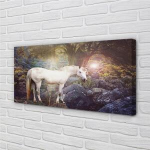 Quadro su tela Unicorno nella foresta 100x50 cm