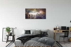 Quadro su tela Unicorno nella foresta 100x50 cm
