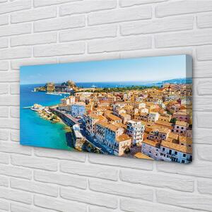 Foto quadro su tela Città del mare della Grecia della costa 100x50 cm