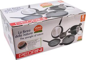 Pedrini Batteria Pentole Induzione 8 Pezzi Antiaderenti in Alluminio colore Nero - W1569BAT Moonstone Plus