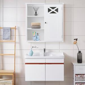 Costway Mobiletto da bagno a muro Armadietto di stoccaggio da bagno 48x17,5x61cm Bianco