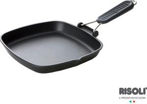 Risoli Bistecchiera Induzione Antiaderente in Alluminio 26x26 cm con Manico Pieghevole colore Nero - 090INLI/26T
