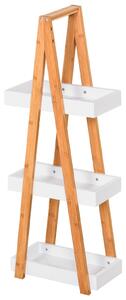 Kleankin Scaffale Bagno 3 Ripiani in MDF e Bambù naturale, Struttura piramidale, 30x18x81cm, Colore Legno e Grigio|Aosom Italy