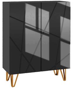 HOMCOM Scarpiera Ingresso a 2 Ante con 5 Ripiani per 15-20 Paia di Scarpe e Chiusura Ammortizzata, 72x31.5x95cm, in Legno e Acciaio, Nero|Aosom