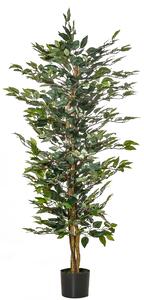 HOMCOM Pianta Finta di Ficus Alta 150cm, Decorazione per Interno ed Esterno con Vaso Incluso|Aosom