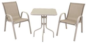 JUMI: Set di mobili da giardino composto da un tavolino con piano in vetro e due sedie, ideale per terrazzi, balconi e giardini