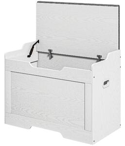 HOMCOM Panca Contenitore da 103L Multifunzione in Legno con Cuscino in Tessuto, 75x40x56cm, Bianco