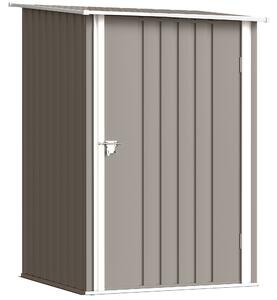 Outsunny Casetta Porta Attrezzi 0.92m² in Acciaio Zincato con Tetto Inclinato e Serratura, 100x103x160 cm, Marrone