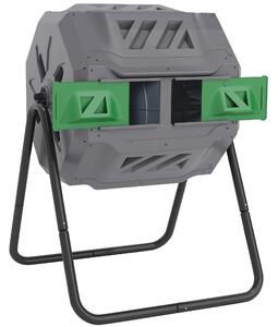 Outsunny Compostiera da Giardino Girevole a 2 Sezioni con 8 Prese d'Aria, in Acciaio e PP, 71x65x96 cm, Grigio