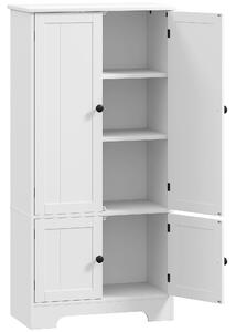 HOMCOM Mobile Credenza da Cucina a 4 Ante con 2 Armadietti e Ripiano Regolabile, 58.2x30x123 cm, Bianco | Aosom Italy