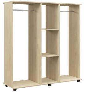 HOMCOM Armadio Guardaroba a Rotelle con 2 Barre e 3 Ripiani Aperti, in Legno e Alluminio, 120x40x128 cm, Color Legno | Aosom Italy