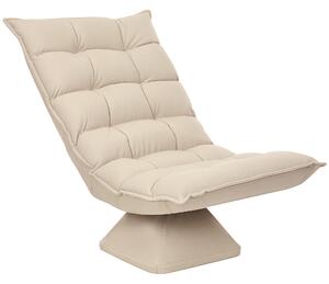 HOMCOM Poltrona Relax Girevole 360° con Schienale Regolabile in 5 Posizioni in Tessuto Effetto lino, Beige | Aosom Italy