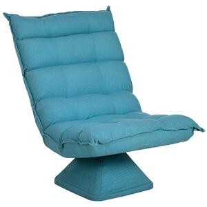 HOMCOM Poltrona Relax Girevole 360° con Schienale Regolabile in 5 Posizioni, Poltrona da Terra con Seduta Ampia Imbottita Spessa in Tessuto Effetto Velluto, per Soggiorno Lettura, 62x70x95 cm, Blu | Aosom Italy
