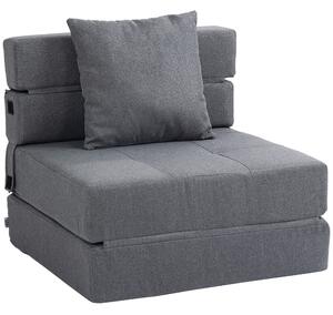 HOMCOM Poltrona Letto Moderno 2 in 1 da Terra Pieghevole con Seduta Morbida e Cuscino, 70x70x61 cm, Grigio | Aosom Italy