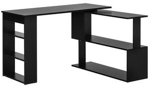 HOMCOM Scrivania Angolare con Piano Girevole a 360° e 5 Ripiani, 120x110x74.5 cm, Nero | Aosom Italy