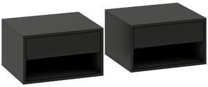 HOMCOM Set di 2 Comodini da Parete con Cassetto, Scomparto Aperto e Piano d'Appoggio, 37x32x21 cm, Nero | Aosom Italy