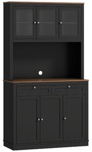 HOMCOM Credenza Cucina Alta con 4 Armadietti, 2 Cassetti e Piano Centrale, 100x40x180 cm, Nero | Aosom Italy