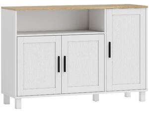 HOMCOM Credenza Cucina con Ante Ammortizzate, 2 Armadietti e Vano Aperto in Legno, 110x33x75 cm, Bianco | Aosom Italy