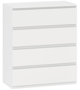 HOMCOM Cassettiera 4 Cassetti Moderna senza Maniglie per Camera e Soggiorno, 80x39x95 cm, Bianco | Aosom Italy