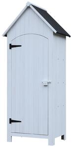 Outsunny Casetta Porta Attrezzi in Legno a 3 Mensole con Tetto Impermeabile in Bitume, 77.5x54.2x179.5 cm, Bianco | Aosom Italy