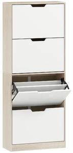 HOMCOM Scarpiera Salvaspazio Slim a 4 Cassetti per 20 Paia di Scarpe 62.5x26x156 cm, color Legno e Bianco | Aosom Italy