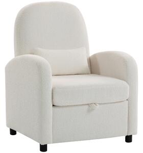 HOMCOM Poltrona Moderna con Spazio Contenitore a Scomparsa e Cuscino, Rivestimento in Pile Teddy, 76x77x95 cm, Crema | Aosom Italy