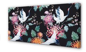 Quadro su tela Uccelli con fiori 100x50 cm