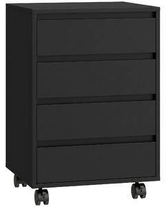 HOMCOM Cassettiera da Ufficio con Ruote e 4 Cassetti Scorrevoli, Effetto Legno, Nero | Aosom Italy