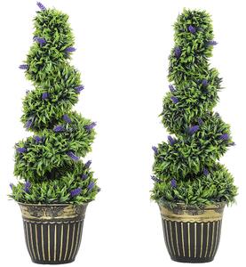 HOMCOM Set 2 Piante Artificiale a Spirale in PE da 90 cm con Vaso Incluso, Verde e Blu | Aosom Italy