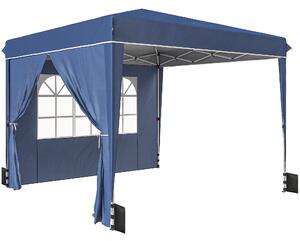 Outsunny Gazebo Pieghevole 3x3 m con Pareti e Altezza Regolabile, Protezione UV 50+, Blu Scuro | Aosom Italy