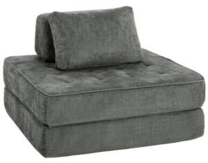 HOMCOM 2-in-1 Poltrona da Pavimento, Divano Chenille Pieghevole con Cuscino di Supporto Spesso, 97x194x50 cm, Grigio | Aosom Italy