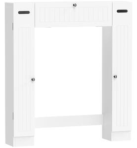 HOMCOM Mobile Sopra WC con 2 Armadietti, Cassetto a Ribalta, Porta Carta Igienica e Ripiani Regolabili, 88x18x98 cm, Bianco | Aosom Italy