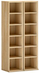 HOMCOM Set 2 Mobili Porta CD con Ripiani Regolabili per 204 CD in Legno, 21x22.5x88.5 cm, Rovere | Aosom Italy