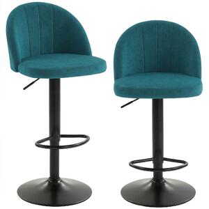 HOMCOM Set di 2 Sgabelli da Bar, Sgabelli Moderni Girevoli con Poggiapiedi, Blu | Aosom Italy