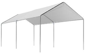 Outsunny Gazebo Copertura per Auto 5.95x2.9m in Acciaio Zincato, Tendone per Auto con Kit di Ancoraggio, Bianco