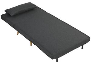 HOMCOM Poltrona Letto Singola 3 in 1 con Schienale Regolabile in 3 Livelli e Cuscino, in Tessuto Effetto Lino, Grigio | Aosom Italy