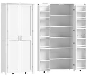 HOMCOM Mobile Cucina Moderno: Ruote, 2 Ante, 14 Scomparti, Colore Bianco. | Aosom Italy
