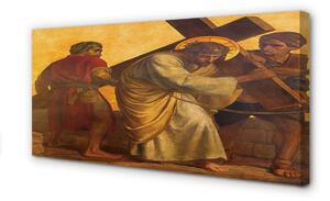 Quadro stampa su tela Gesù attraversa le persone 100x50 cm