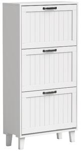 HOMCOM Mobile Portascarpe, 3 Cassetti Ribaltabili, Ripiani Regolabili, Stretto, Bianco. | Aosom Italy