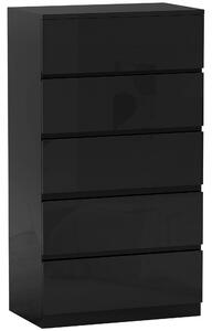 HOMCOM Cassettiera 5 cassetti in legno per camera da letto, 55x34x100 cm, Nero | Aosom Italy