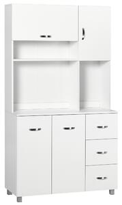 HOMCOM Credenza da Cucina Moderna con Cassetti, Armadietti e Ripiani Aperti, 100x39.5x183.5cm, Bianco|Aosom