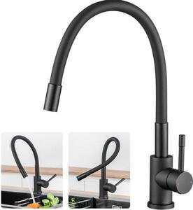 Rubinetto da cucina in acciaio inossidabile girevole a 360°, rubinetto da cucina ad alta pressione, rubinetti da cucina neri, rubinetto da cucina per lavello