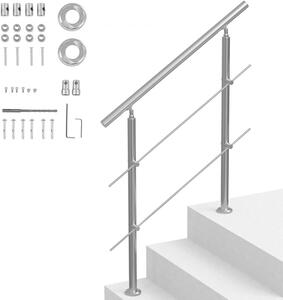 Ringhiera per scale in acciaio inox con corrimano e 2 traverse - 1000x104x1060 mm - Ringhiera di alta qualità per scale - Protezione sicura ed elegante delle scale